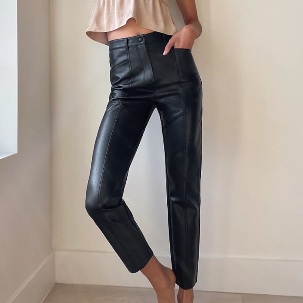 Aritzia Wilfred Rebel Vegan Leather Slim Straight Pant